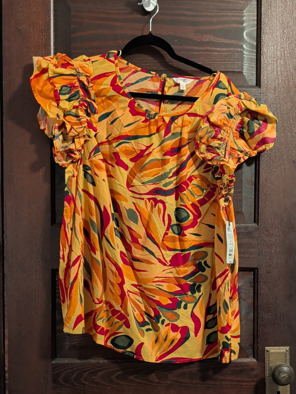 Terra & Sky Yellow Multi Floral Ruffle Sleeve Blouse